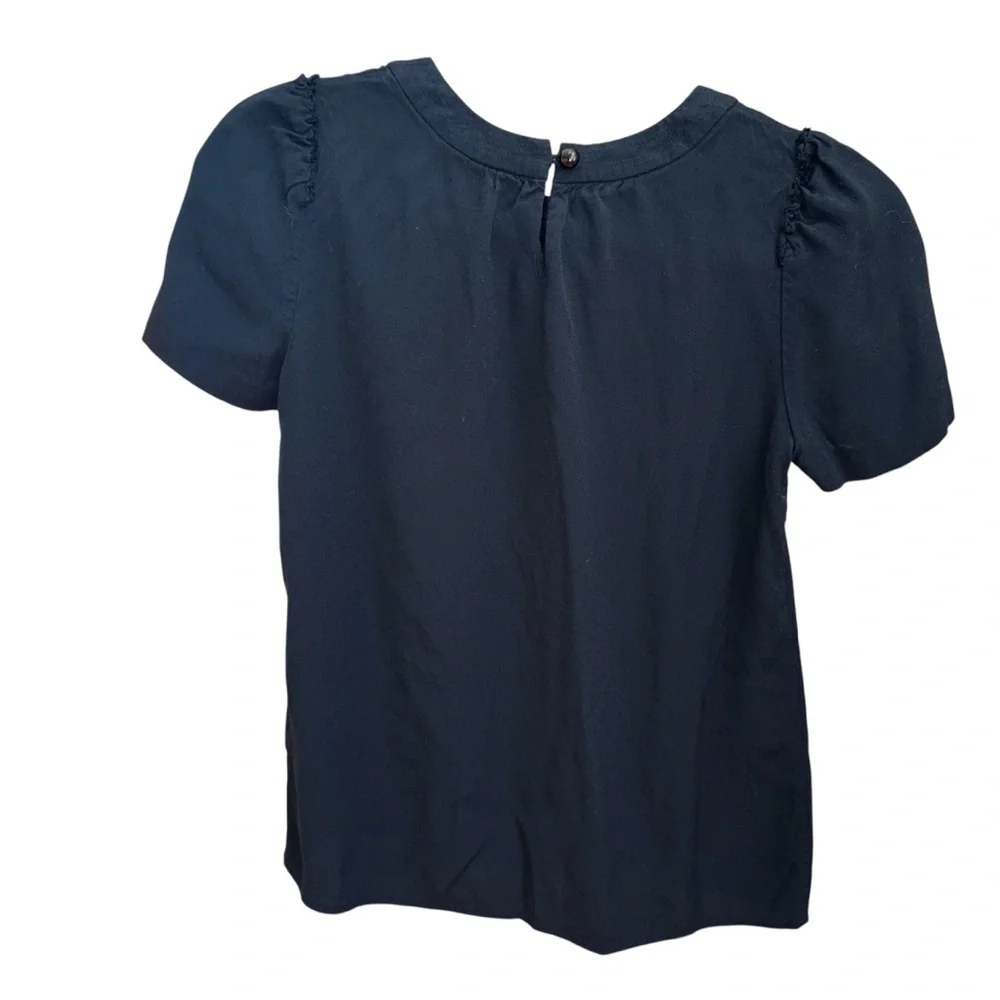 J Crew Women’s Black Puff Sleeve Short Sleeve‎ Blouse Size 2
